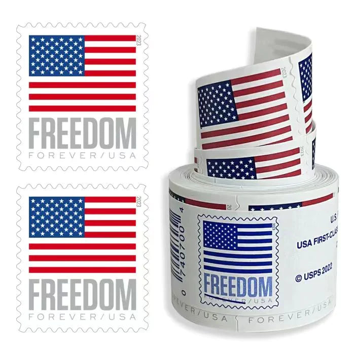 LOT OF 10 2023 USPS Freedom Forever First Class Postage Stamps~ Sealed  Coil/Rolls Of 100 Stamps. 1,000 Total