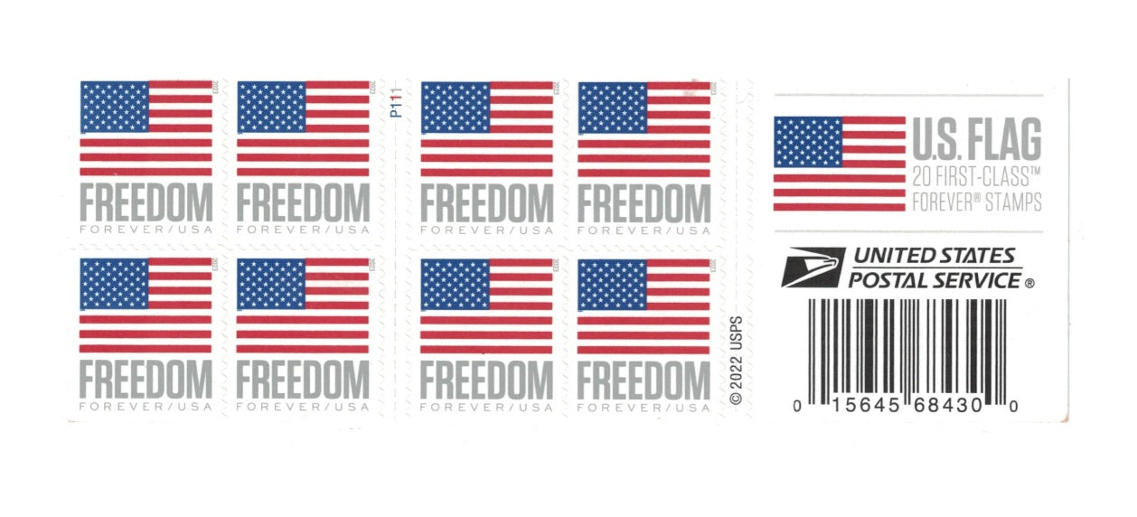 2023 USPS First Class Freedom Forever Postage Stamps 5 Sheets of 20 (100 total mailing stamps)