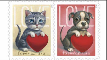 "LOVE" Puppies & Kittens USPS First Class Forever Postage Stamps 5 Sheets of 20 (100 total mailing stamps)